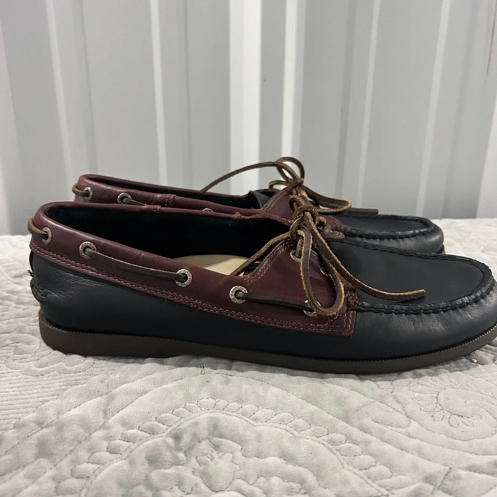GH Bass Mens Leather Boat Shoes Burgundy Moc Toe Loafers Hampton Sz 11